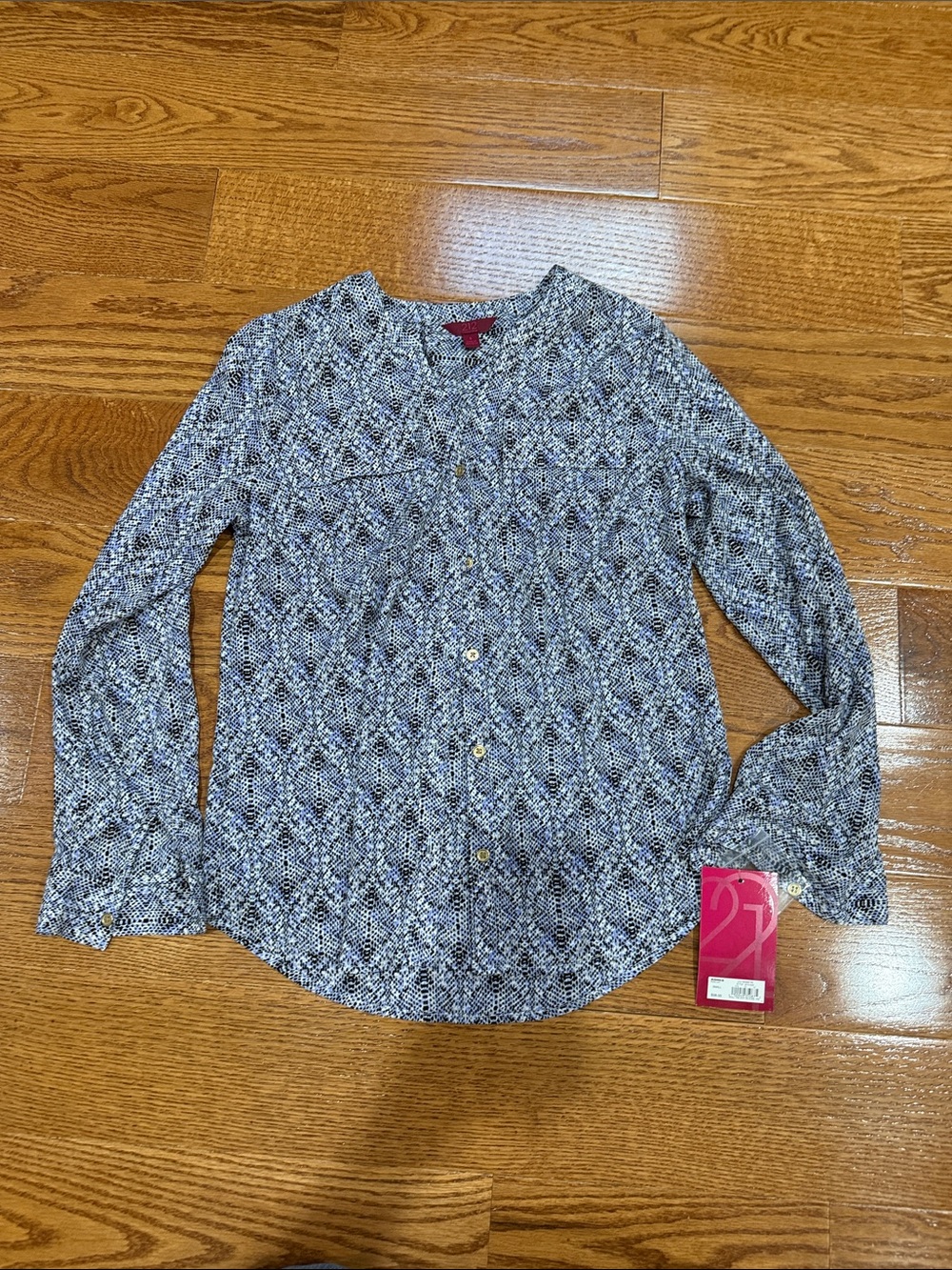 212 Collection Men's Blue Patterned Button-Down Shirt